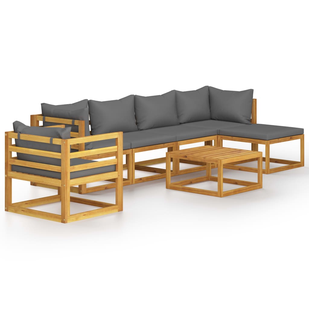 vidaXL 7-tlg. Garten-Lounge-Set mit Auflage Massivholz Akazie