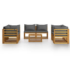 vidaXL 9-tlg. Garten-Lounge-Set mit Auflagen Massivholz Akazie