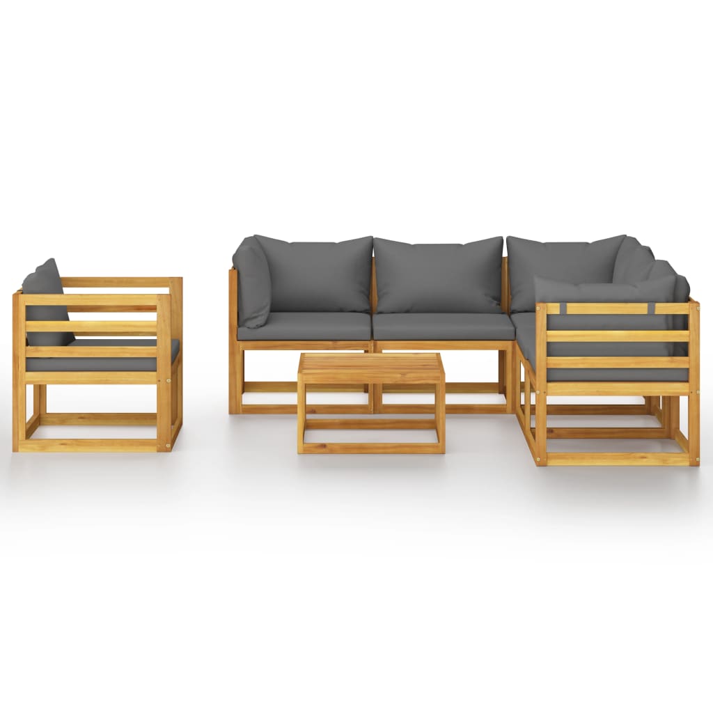 vidaXL 7-tlg. Garten-Lounge-Set mit Auflagen Massivholz Akazie