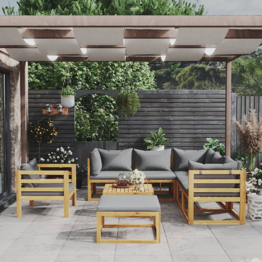vidaXL 8-tlg. Garten-Lounge-Set mit Auflagen Massivholz Akazie