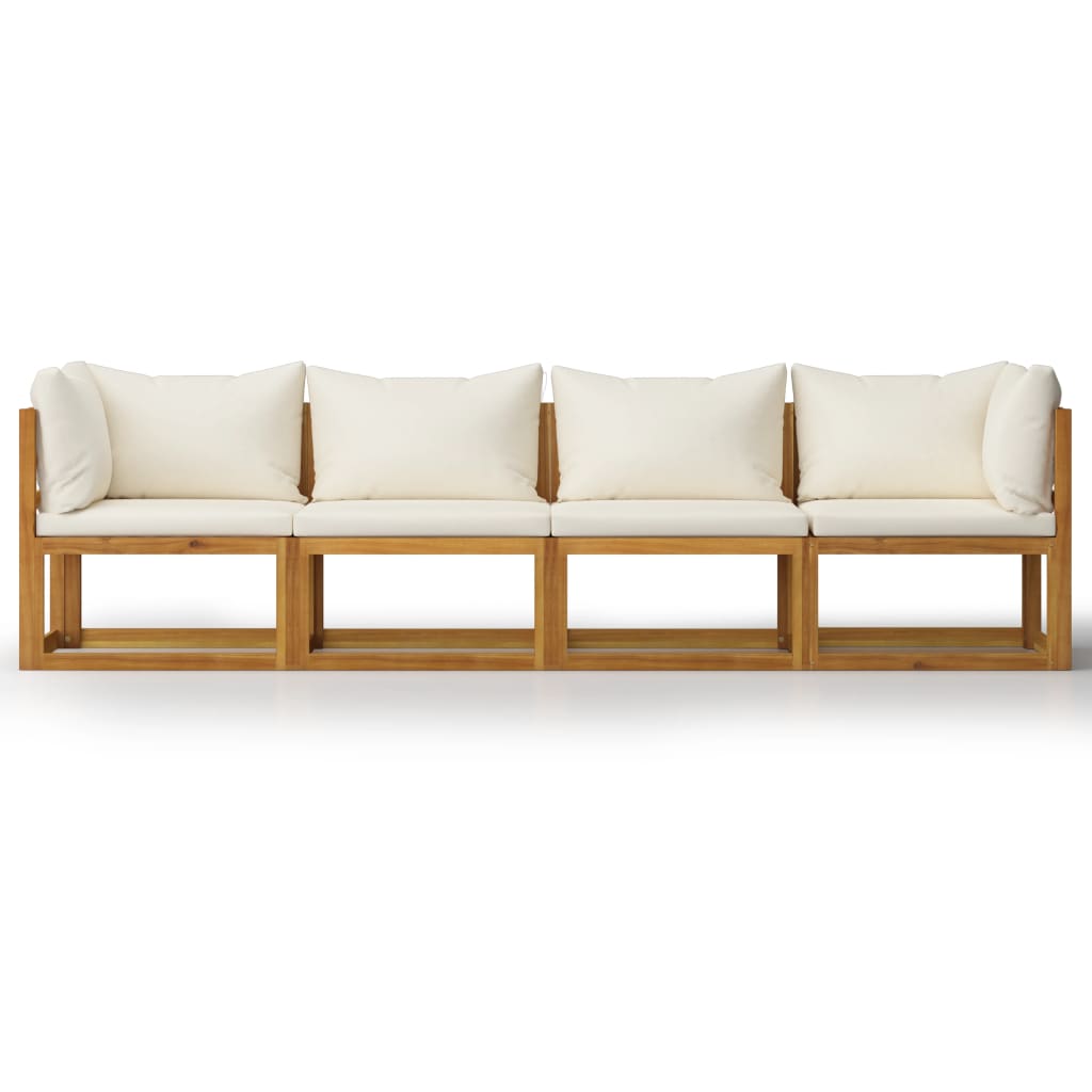 vidaXL 4-Sitzer-Gartensofa mit Auflagen Creme Akazie Massivholz
