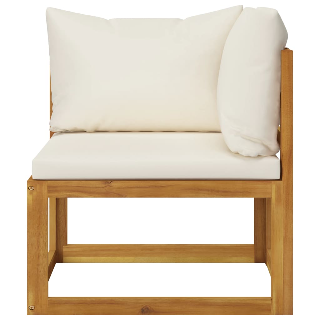 vidaXL 4-Sitzer-Gartensofa mit Auflagen Creme Akazie Massivholz