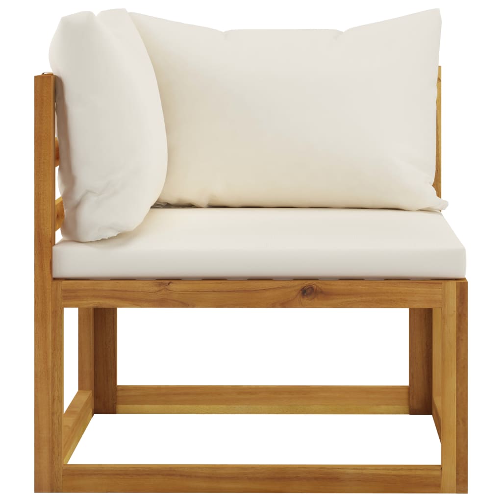 vidaXL 4-Sitzer-Gartensofa mit Auflagen Creme Akazie Massivholz