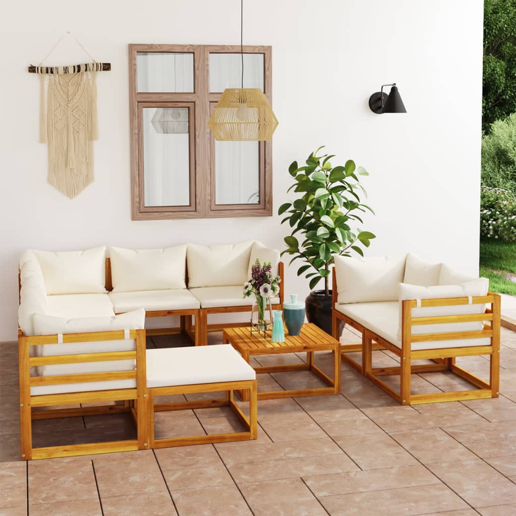 vidaXL 10-tlg. Garten-Lounge-Set mit Auflagen Massivholz Akazie