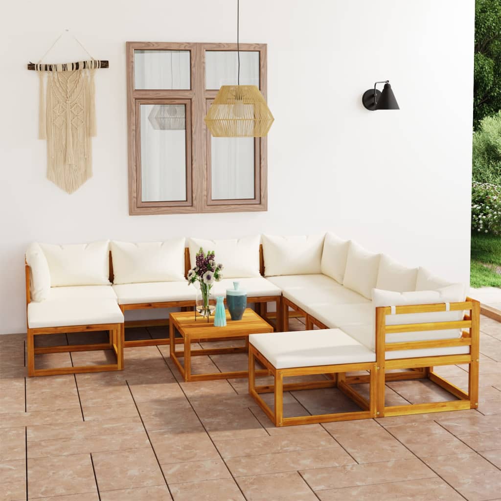 vidaXL 11-tlg. Garten-Lounge-Set mit Auflagen Massivholz Akazie