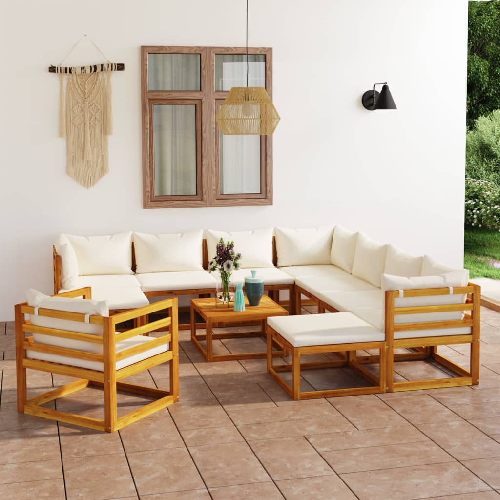 vidaXL 12-tlg. Garten-Lounge-Set mit Auflagen Massivholz Akazie
