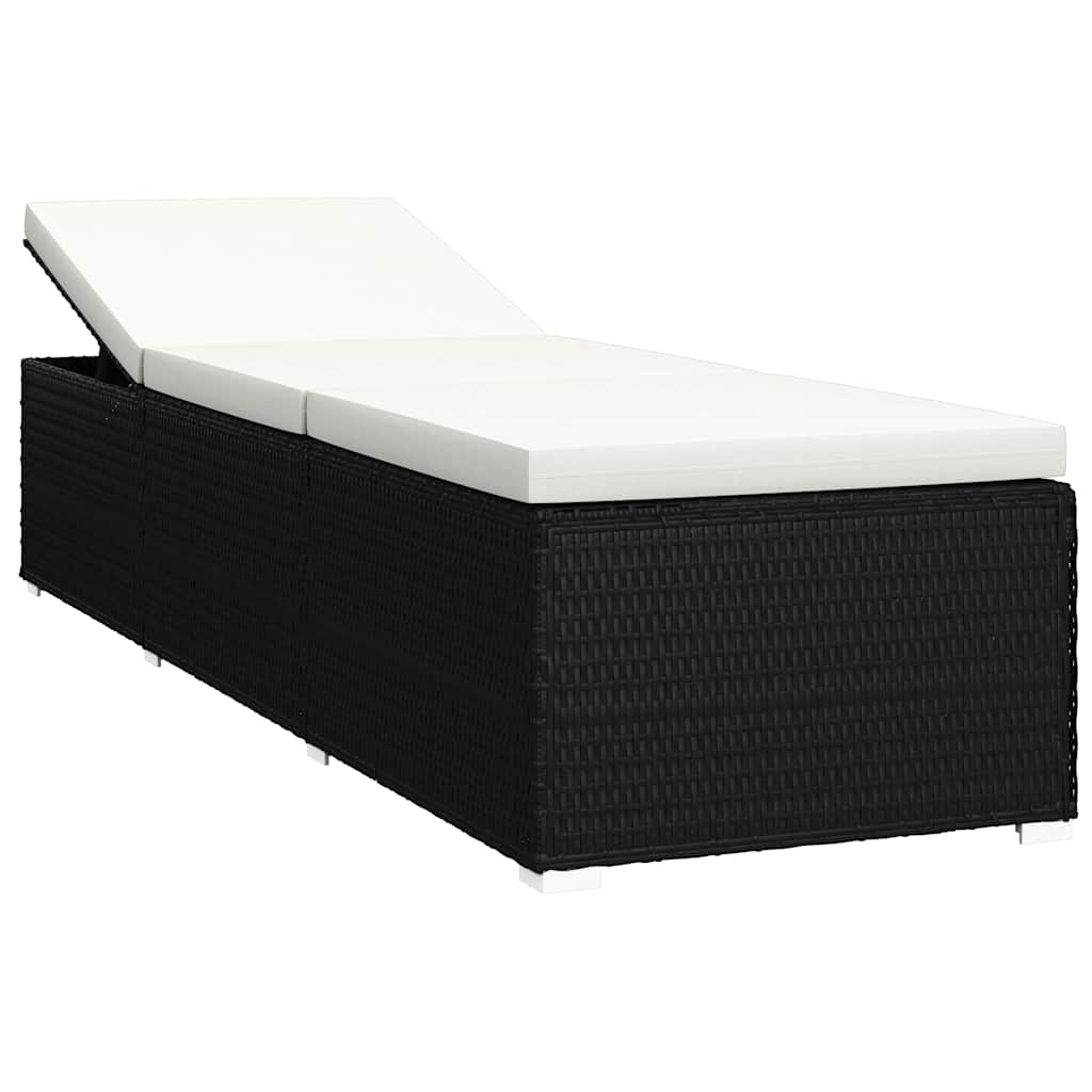 vidaXL 3-tlg. Garten-Sonnenliegen mit Teetisch Poly Rattan Schwarz