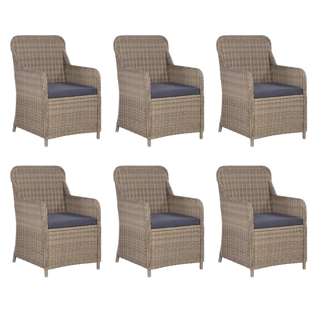 vidaXL 7-tlg. Garten-Essgruppe Poly Rattan Braun