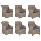 vidaXL 7-tlg. Garten-Essgruppe mit Auflagen Poly Rattan Braun