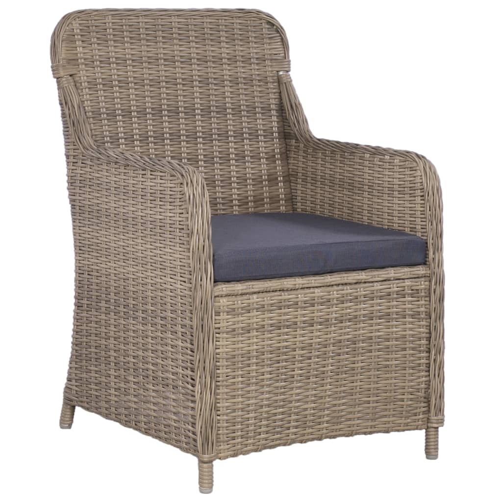 vidaXL 7-tlg. Garten-Essgruppe mit Auflagen Poly Rattan Braun