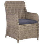 vidaXL 7-tlg. Garten-Essgruppe mit Auflagen Poly Rattan Braun