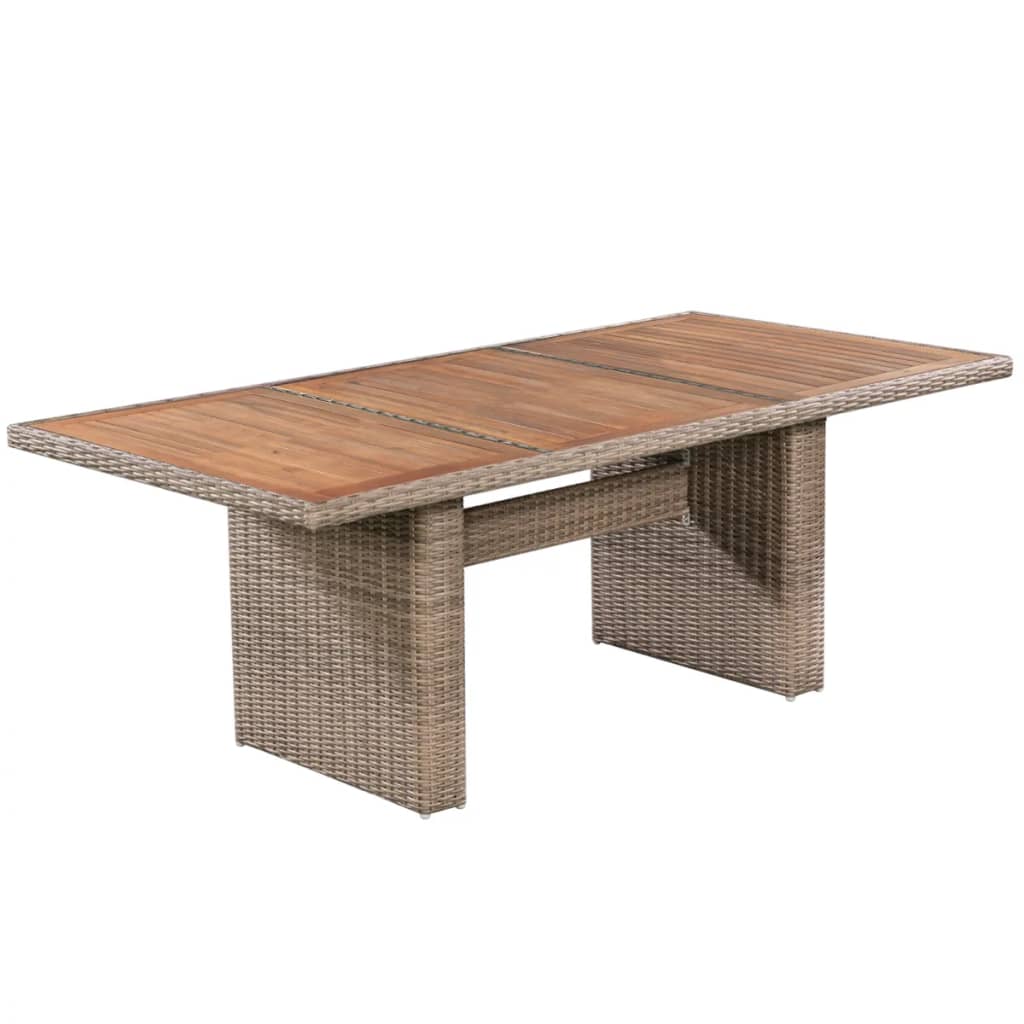 vidaXL 7-tlg. Garten-Essgruppe mit Auflagen Poly Rattan Braun