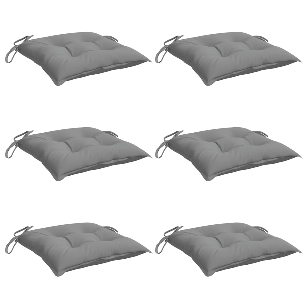 vidaXL Stuhlkissen 6 Stk. Grau 40x40x7 cm Oxford-Gewebe