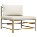 vidaXL 2-tlg. Garten-Lounge-Set mit Kissen Cremeweiß Bambus