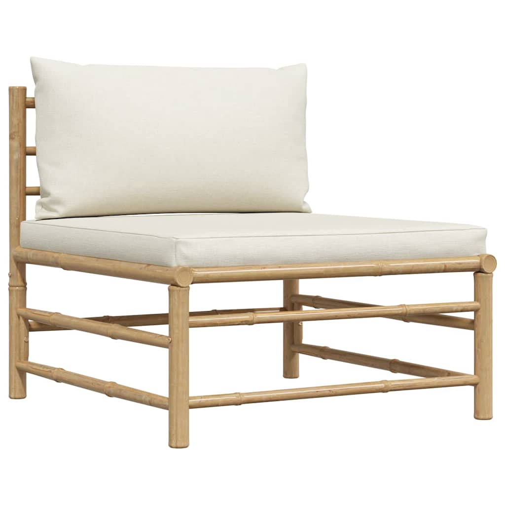 vidaXL 2-tlg. Garten-Lounge-Set mit Kissen Cremeweiß Bambus