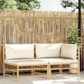 vidaXL 2-tlg. Garten-Lounge-Set mit Kissen Cremeweiß Bambus