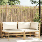 vidaXL 2-tlg. Garten-Lounge-Set mit Kissen Cremeweiß Bambus