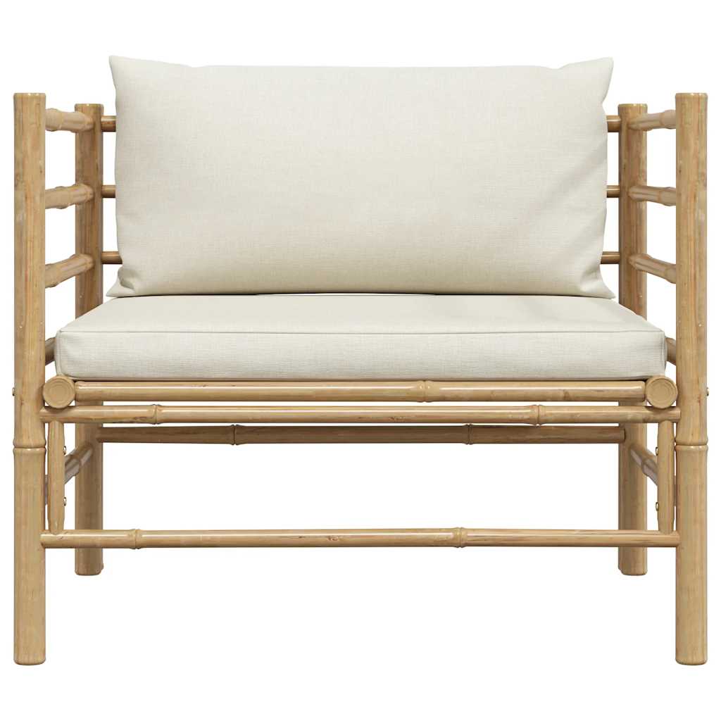 vidaXL Gartensofa mit Kissen Cremeweiß Bambus