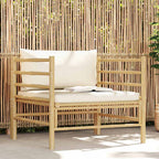 vidaXL Gartensofa mit Kissen Cremeweiß Bambus