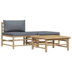 vidaXL 3-tlg. Garten-Lounge-Set mit Dunkelgrauen Kissen Bambus