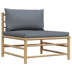 vidaXL 3-tlg. Garten-Lounge-Set mit Dunkelgrauen Kissen Bambus