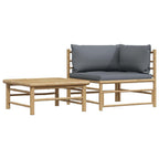 vidaXL 2-tlg. Garten-Lounge-Set mit Dunkelgrauen Kissen Bambus