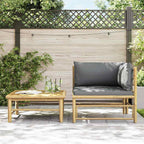 vidaXL 2-tlg. Garten-Lounge-Set mit Dunkelgrauen Kissen Bambus