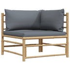 vidaXL 2-tlg. Garten-Lounge-Set mit Dunkelgrauen Kissen Bambus