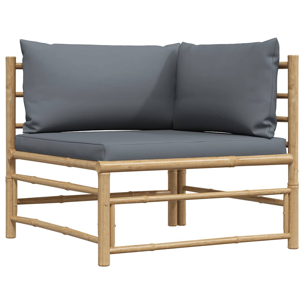 vidaXL 2-tlg. Garten-Lounge-Set mit Dunkelgrauen Kissen Bambus