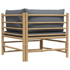 vidaXL Garten-Ecksofa mit Dunkelgrauen Kissen Bambus