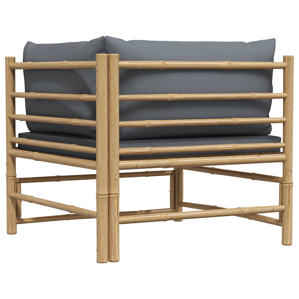 vidaXL Garten-Ecksofa mit Dunkelgrauen Kissen Bambus