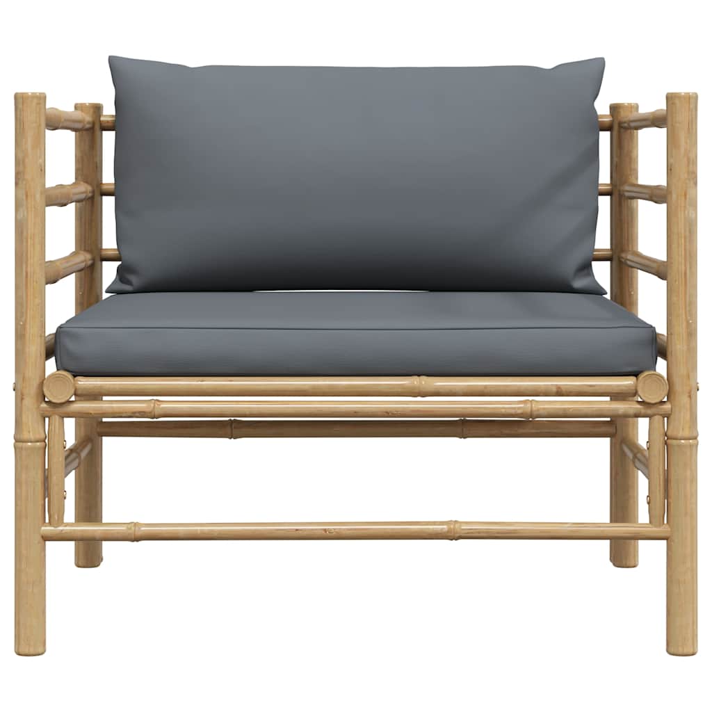 vidaXL Gartensofa mit Dunkelgrauen Kissen Bambus