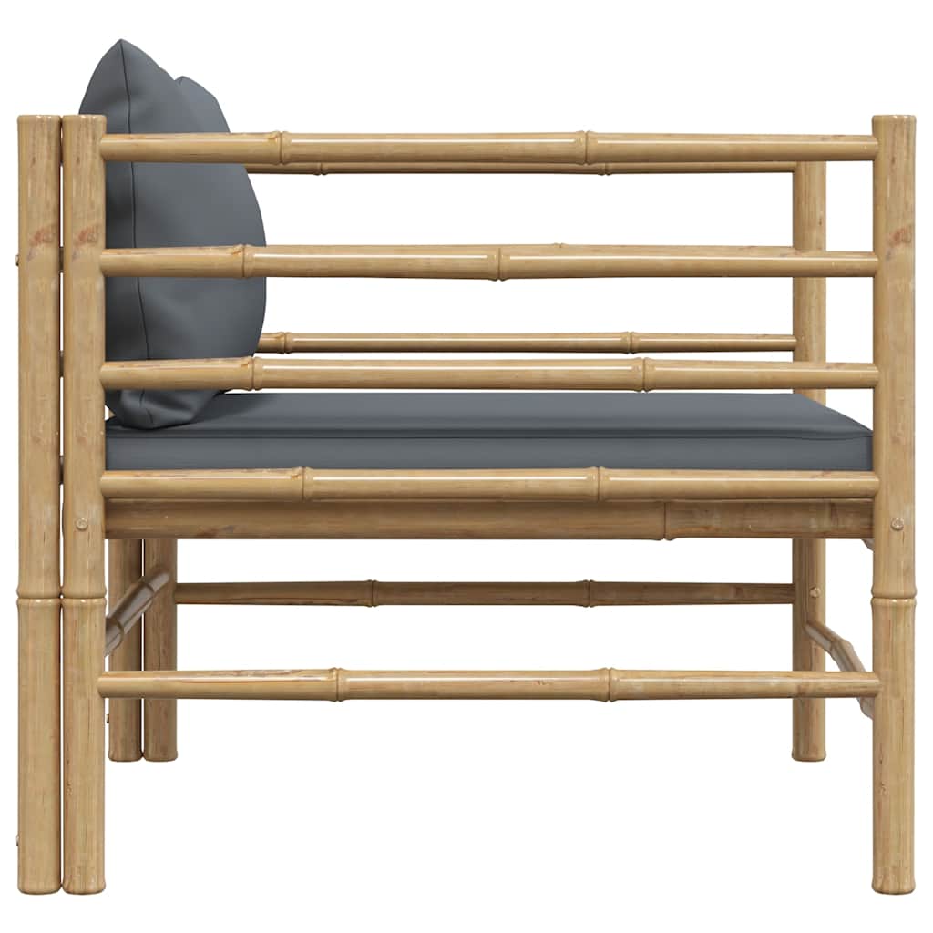 vidaXL Gartensofa mit Dunkelgrauen Kissen Bambus
