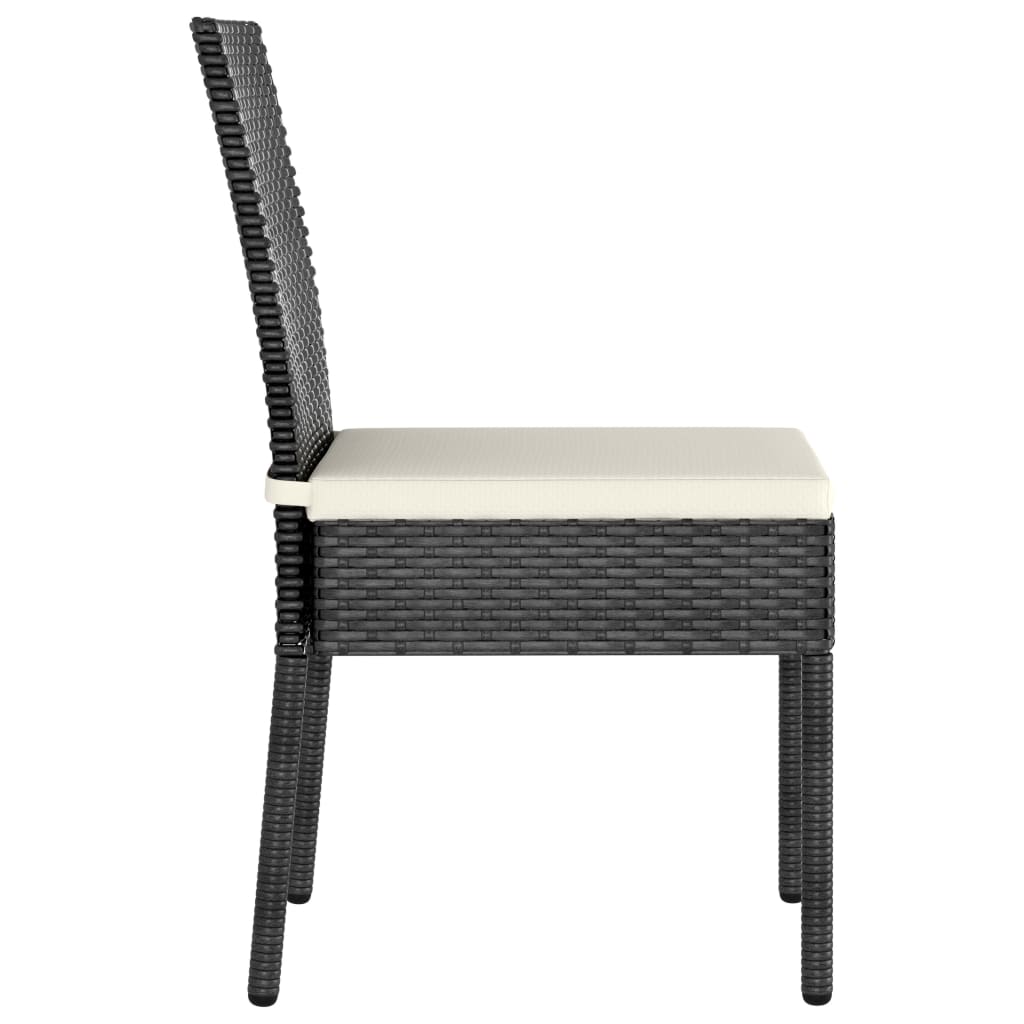 vidaXL Garten-Essstühle 2 Stk. Poly Rattan Schwarz