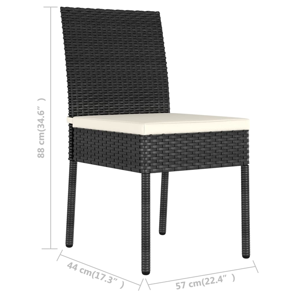 vidaXL Garten-Essstühle 2 Stk. Poly Rattan Schwarz