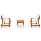 vidaXL 3-tlg. Garten-Lounge-Set mit Auflagen Massivholz Akazie