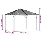 vidaXL Pavillon mit Dach 3x3 m Anthrazit