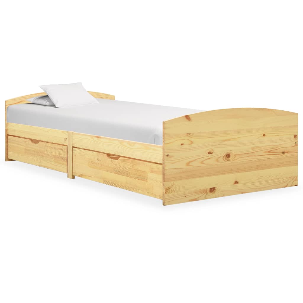vidaXL Massivholzbett mit 2 Schubladen Kiefernholz 90x200 cm