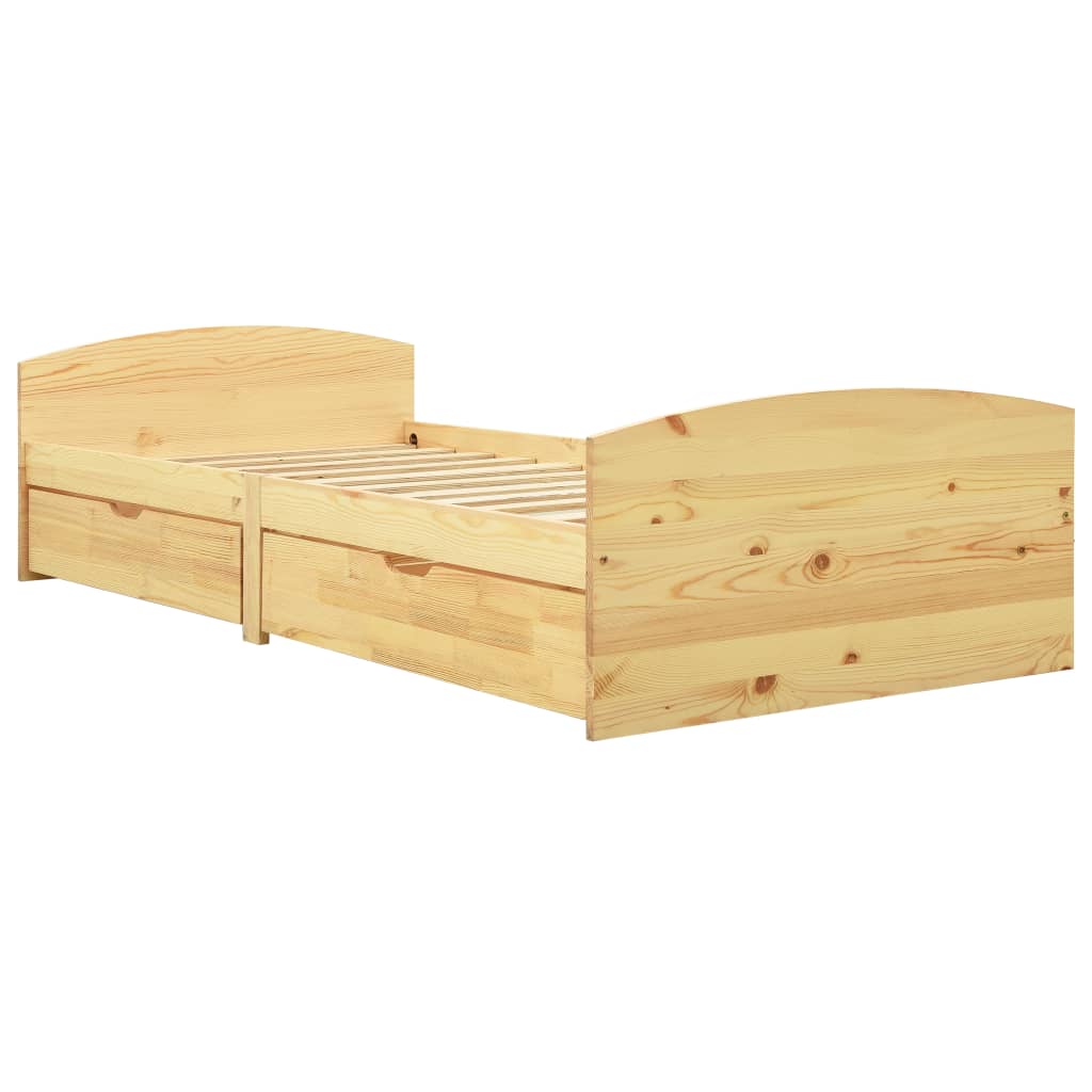 vidaXL Massivholzbett mit 2 Schubladen Kiefernholz 90x200 cm