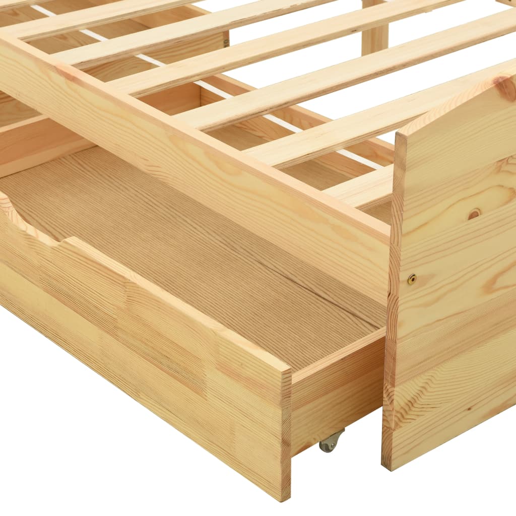 vidaXL Massivholzbett mit 2 Schubladen Kiefernholz 90x200 cm