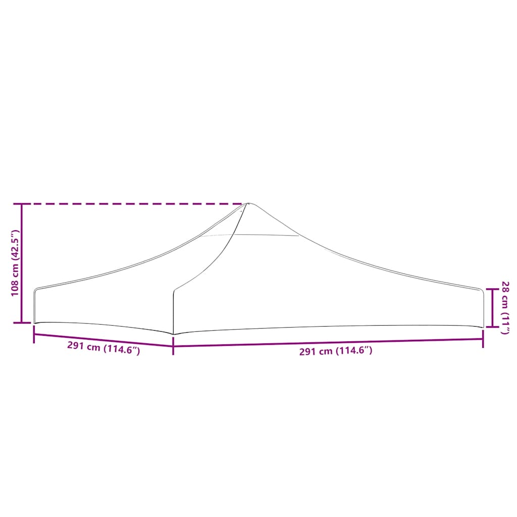vidaXL Partyzelt-Dach 3x3 m Burgunderrot 270 g/m²