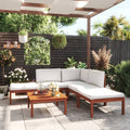vidaXL 6-tlg. Garten-Lounge-Set mit Kissen Cremefarbenes Holz Akazie & Seil