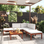 vidaXL 6-tlg. Garten-Lounge-Set mit Kissen Cremefarbenes Holz Akazie & Seil