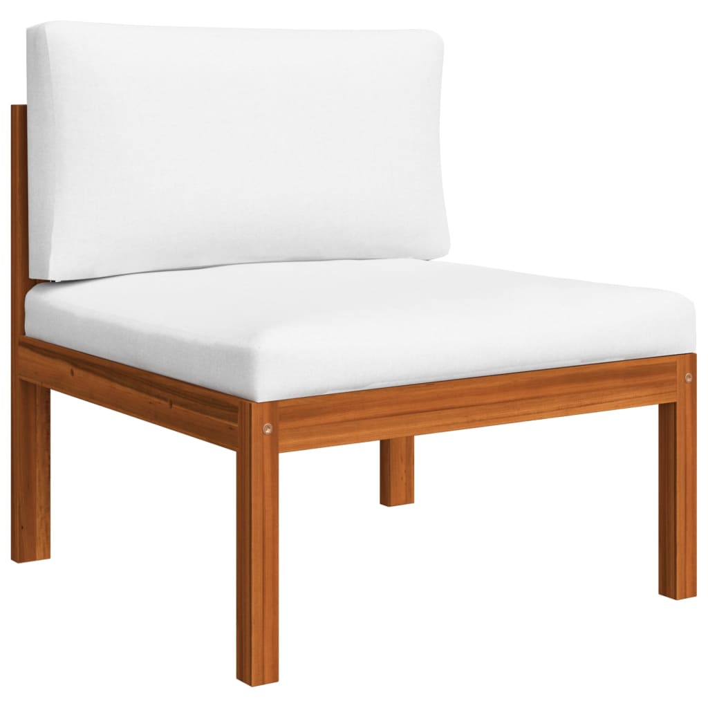 vidaXL 4-tlg. Garten-Lounge-Set mit Kissen Cremefarbenes Holz Akazie & Seil