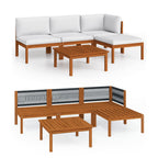 vidaXL 5-tlg. Garten-Lounge-Set mit Kissen Cremefarbenes Holz Akazie & Seil