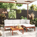 vidaXL 5-tlg. Garten-Lounge-Set mit Kissen Cremefarbenes Holz Akazie & Seil