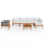 vidaXL 7-tlg. Garten-Lounge-Set mit Kissen Cremefarbenes Holz Akazie & Seil