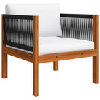 vidaXL 7-tlg. Garten-Lounge-Set mit Kissen Cremefarbenes Holz Akazie & Seil