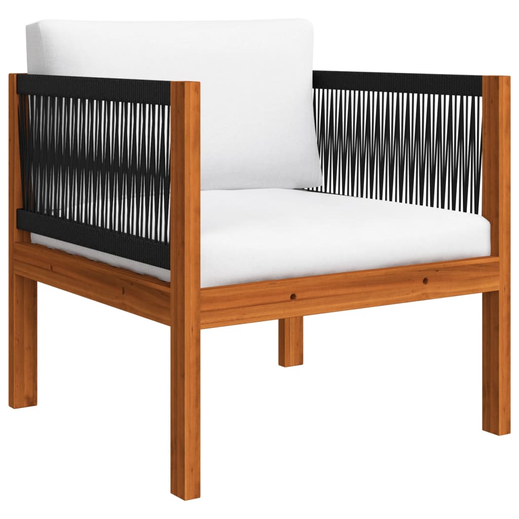 vidaXL 7-tlg. Garten-Lounge-Set mit Kissen Cremefarbenes Holz Akazie & Seil