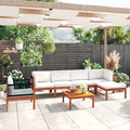 vidaXL 7-tlg. Garten-Lounge-Set mit Kissen Cremefarbenes Holz Akazie & Seil